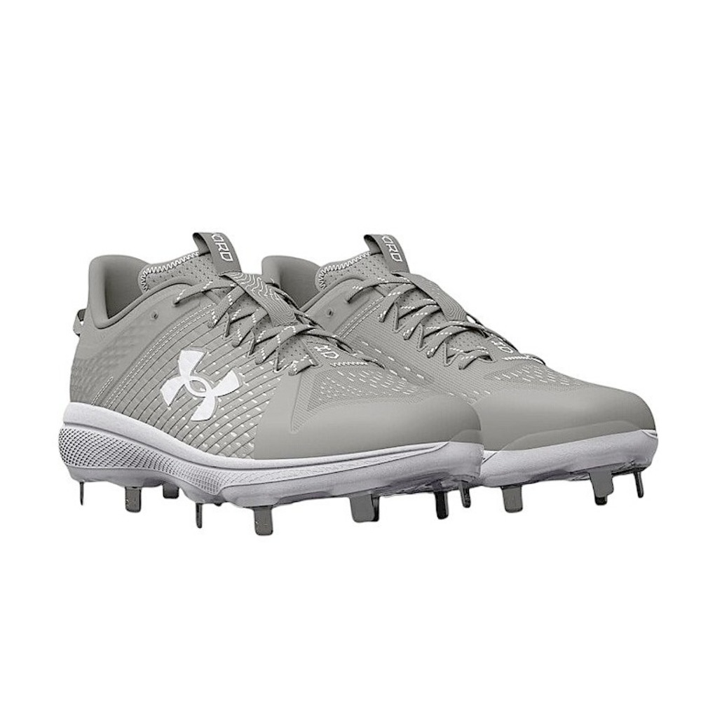 Under Armour Mens Yard Low‎ MT Baseball Metal Cleats Gray White Size 6.5 NEW